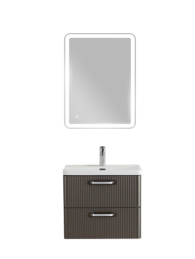 BelBagno Тумба с раковиной Due 60 подвесная Оружейная сталь ручки Хром полированный – фотография-16