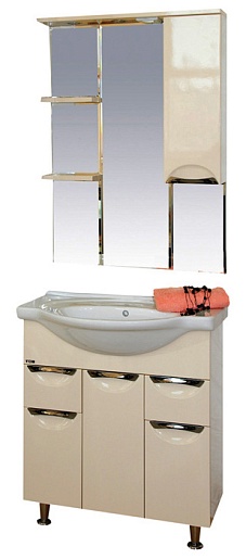 Misty Зеркальный шкаф Жасмин 75 R бежевый, эмаль – фотография-2