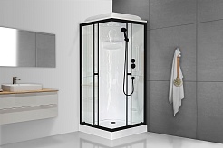 Royal Bath Душевая кабина HP RB 90HP1-T-BL 90x90 стекло прозрачное профиль черный матовый – фотография-2