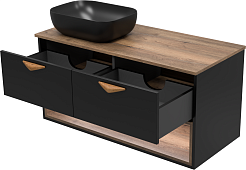 Brevita Мебель для ванной Bergen 105 подвесная дуб галифакс олово/черная – фотография-10