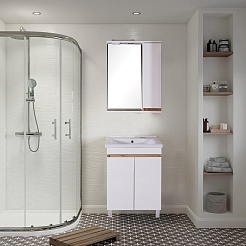 ASB-Mebel Мебель для ванной Марко 60 2.0 белая/дуб золотой – фотография-2