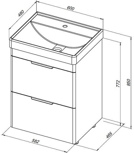 Aquanet Тумба под раковину Ирис New 60 белая глянцевая – фотография-10