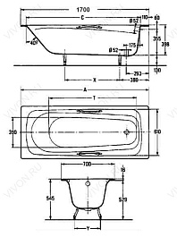 Jacob Delafon Ванна чугунная Melanie 170х70 E2925 – фотография-3