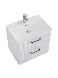 BelBagno Тумба с раковиной Due 60 подвесная Белый металлик ручки Матовый тёмный никель – фотография-13