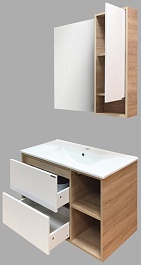 Comforty Тумба с раковиной Гамбург 90 подвесная белая/дуб сонома – фотография-8