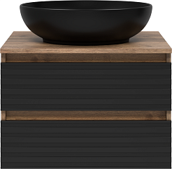 Brevita Мебель для ванной Dakota 60 подвесная дуб галифакс олово/черный кварц – фотография-2