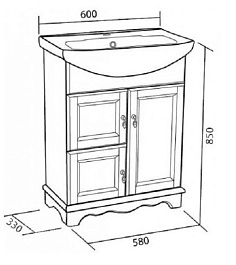 Bas Мебель для ванной Варна 60 белый, вставки стекло – фотография-5