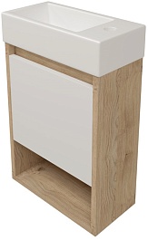 Teymi Тумба с раковиной Nura 37 R подвесная дуб/белый – фотография-1