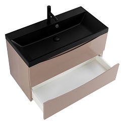 BelBagno Тумба с раковиной Marino 80 подвесная Capucino Lucido с раковиной 80/45 ART-AST-NERO – фотография-5