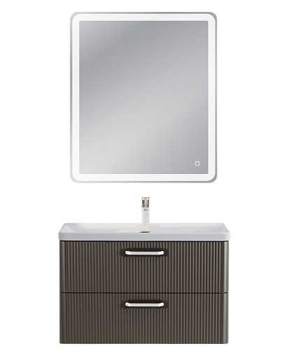 BelBagno Тумба с раковиной Due 80 подвесная Оружейная сталь ручки Белые – фотография-8