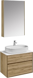 Акватон Мебель для ванной с белой столешницей Либерти 75 Одри Round дуб эльвезия – фотография-1