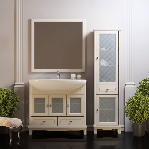 Opadiris Зеркало для ванной Омега 90 слоновая кость – фотография-2