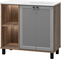 Brevita Мебель для ванной Lumus 90 R с подсветкой серая/дуб галифакс олово – фотография-9