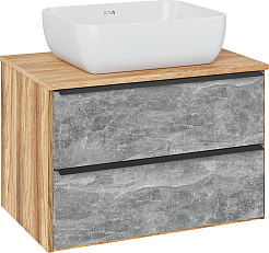 Runo Мебель для ванной Мальта 70 Cuatro подвесная серая/дуб – фотография-2