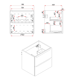 Зов Тумба под раковину Дион 80 подвесная под столешницу матовая белая – фотография-8