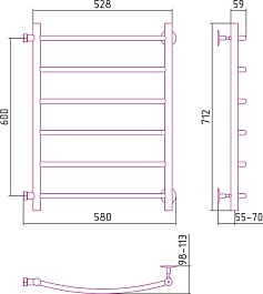Стилье Полотенцесушитель Версия-Б2 600х500 – фотография-2