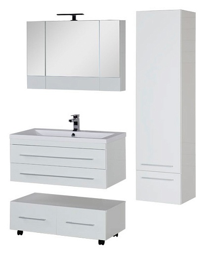 Aquanet Зеркальный шкаф "Нота 100" камерино белый – фотография-4