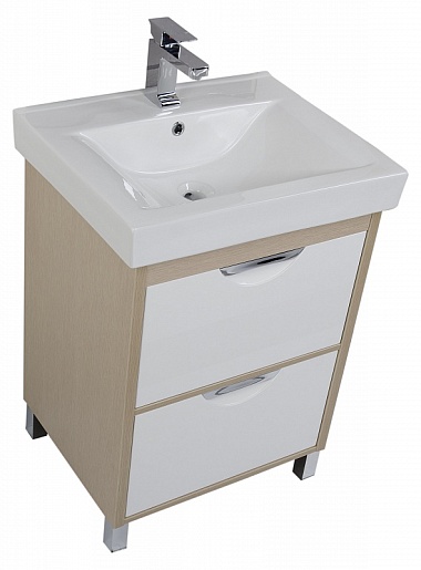 Aquanet Тумба с раковиной "Гретта 60" 2 ящика светлый дуб (171556) – фотография-6