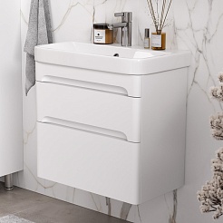 Equil Тумба под раковину Nice 60 2 ящика подвесная белая – фотография-11