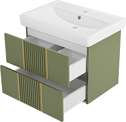 Brevita Тумба с раковиной Vega 70 подвесная зеленая/золото – фотография-5