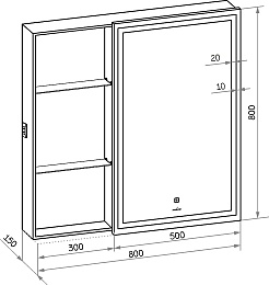 Mixline Зеркальный шкаф Аккорд Женева 80 R белый – фотография-7