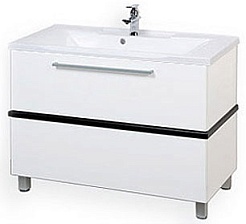 Акватон Тумба с раковиной Турин 100 с черной панелью – фотография-1