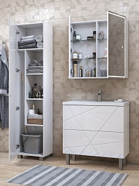 Vigo Шкаф пенал Geometry 450 белый – фотография-5