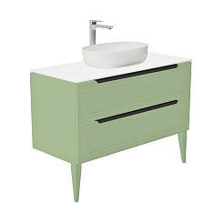 Зов Тумба под раковину Севилья 100 подвесная фисташковая/столешница белая – фотография-5