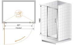 Cezares Душевая дверь в нишу PORTA-B-11-80-C-Cr – фотография-2