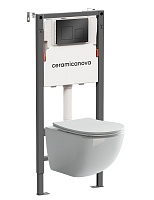 Ceramicanova Подвесной унитаз Forma Rimless с системой инсталляции Balance кнопка Square черный матовый