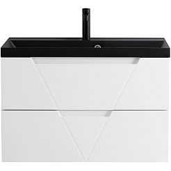 BelBagno Мебель для ванной Vittoria 100 Bianco Opaco с раковиной BB1000/450-LV-ART-AST-NERO – фотография-2