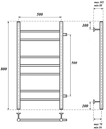 Point Полотенцесушитель водяной П7 500x800 PN10558 хром – фотография-3