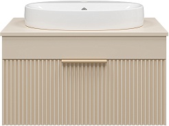 Brevita Тумба с раковиной Enfida 70 подвесная бежевая – фотография-1