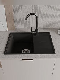 Teymi Мойка кухонная Hanna Smart 62 кварцевая черная матовая – фотография-6