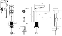 Aquatek Комплект для раковины Вега AQ1012MB с гигиеническим душем, матовый черный – фотография-3