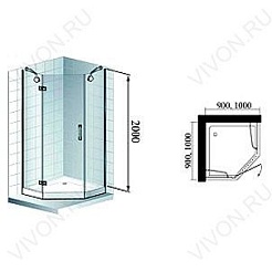 Timo  Душевой уголок "BY-839" (100 см) прозрачный – фотография-3