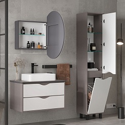 Equil Зеркальный шкаф Smile D80 графит софт – фотография-4