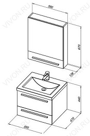 Aquanet Мебель для ванной Нота 58 камерино венге (230292) – фотография-3