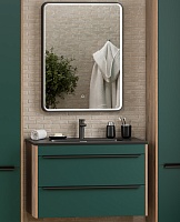Brevita Мебель для ванной Greenwood 80 подвесная зеленая матовая/дуб галифакс олово