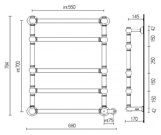 Margaroli Полотенцесушитель Armonia 9-564-5 бронза – фотография-2