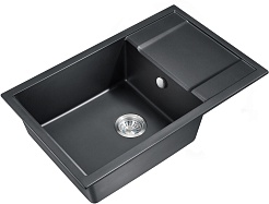 Milacio Мойка кухонная Navarra 78 Cuarzo черная матовая – фотография-1