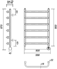 Domoterm Полотенцесушитель электрический Стефано П6 500x800 ER хром – фотография-3