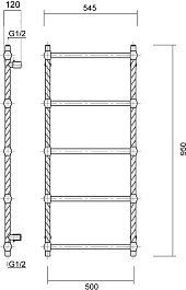 Domoterm Полотенцесушитель Винтаж П5 500x950 античная бронза – фотография-4