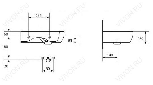 Cersanit Раковина Nano 50 L ассиметричная – картинка-7