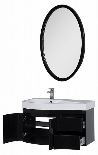 Aquanet Тумба с раковиной Сопрано 2-95 L черная (169634) – картинка-7