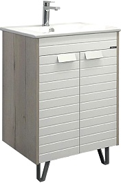 Comforty Тумба с раковиной Клеон 60Н белая матовая/дуб дымчатый – фотография-1