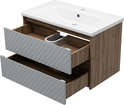 Brevita Мебель для ванной Chester 80 подвесная серая/дуб чарльстон темно-коричневый – фотография-7