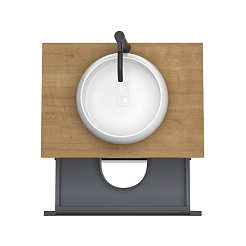 Зов Тумба под раковину Дион 80 подвесная под столешницу матовый графит/дуб – фотография-4