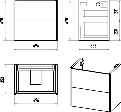 Brevita Тумба с раковиной Toy 50 белая – фотография-9