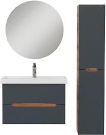 Onika Тумба с раковиной Айленд 80 подвесная графит/дуб крафт – фотография-12